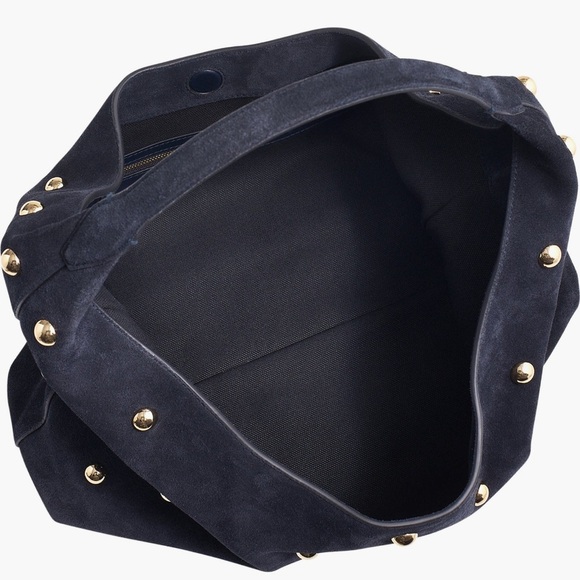 Madewell Mylie Studded Suede Hobo Shoulder Bag Juniper Berry Blue - Picture 2 of 10